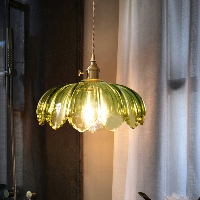 Fioréva Glass Pendant Light – Vintage Floral Bubble Chandelier | Elegant Retro Ceiling Lighting