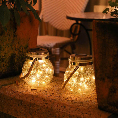 Set of 3 Solar-Powered Crackle Glass Garden Lights – Elegant Outdoor Solar Lighting