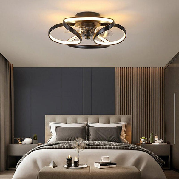Moderner LED-Deckenventilator „Flower“ mit Fernbedienung und Deckenleuchte-Leuchtezauber