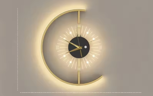 Nordic Wall Light with Clock Design – Modern LED Wall Lamp | Decorative Ambient Lighting | Scandinavian Interior Accent