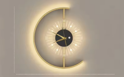 Nordic Wall Light with Clock Design – Modern LED Wall Lamp | Decorative Ambient Lighting | Scandinavian Interior Accent